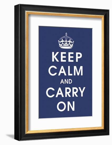 Keep Calm (navy)-Vintage Reproduction-Framed Art Print