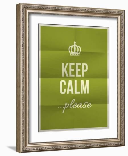 Keep Calm Please Quote on Folded in Eight Paper Texture-ONiONAstudio-Framed Art Print