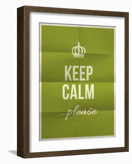 Keep Calm Please Quote on Folded in Eight Paper Texture-ONiONAstudio-Framed Art Print