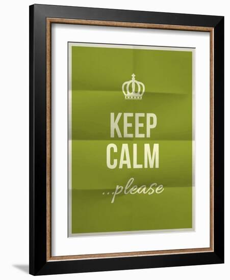 Keep Calm Please Quote on Folded in Eight Paper Texture-ONiONAstudio-Framed Art Print