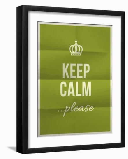 Keep Calm Please Quote on Folded in Eight Paper Texture-ONiONAstudio-Framed Art Print