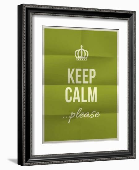 Keep Calm Please Quote on Folded in Eight Paper Texture-ONiONAstudio-Framed Art Print