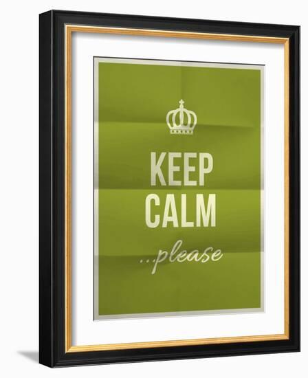 Keep Calm Please Quote on Folded in Eight Paper Texture-ONiONAstudio-Framed Art Print