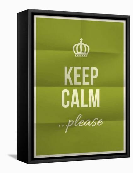 Keep Calm Please Quote on Folded in Eight Paper Texture-ONiONAstudio-Framed Stretched Canvas