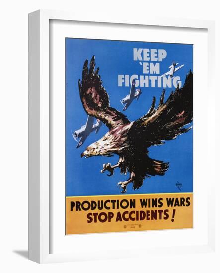 Keep 'Em Fighting Poster-null-Framed Giclee Print