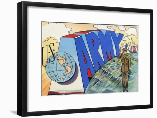 Keep 'Em Flying, WWII Promotional Postcard, Soldier Saluting-Lantern Press-Framed Art Print