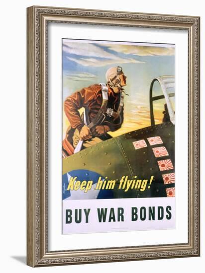 Keep Him Flying! Buy War Bonds Poster-Georges Schrieber-Framed Giclee Print