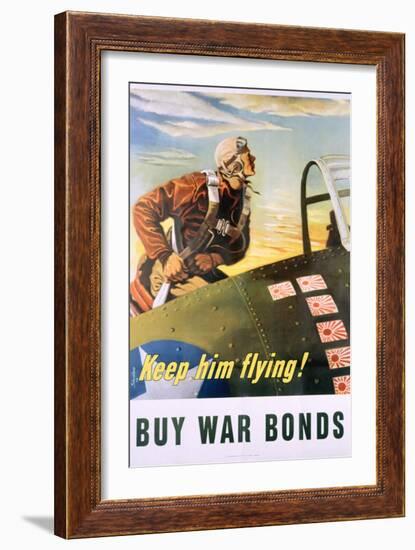 Keep Him Flying! Buy War Bonds Poster-Georges Schrieber-Framed Giclee Print