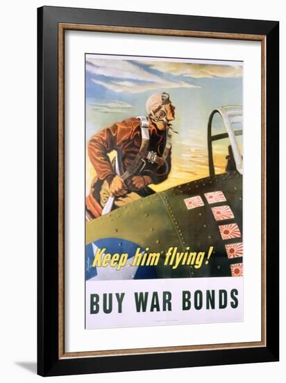 Keep Him Flying! Buy War Bonds Poster-Georges Schrieber-Framed Giclee Print