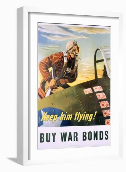 Keep Him Flying! Buy War Bonds Poster-Georges Schrieber-Framed Giclee Print