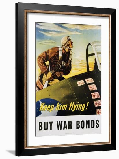 Keep Him Flying! Buy War Bonds Poster-Georges Schrieber-Framed Giclee Print