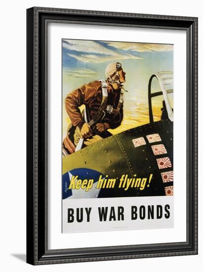 Keep Him Flying! Buy War Bonds Poster-Georges Schrieber-Framed Giclee Print