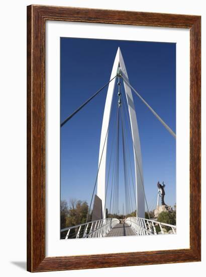 Keeper of the Plains Footbridge, Arkansas River, Wichita, Kansas, USA-Walter Bibikow-Framed Photographic Print