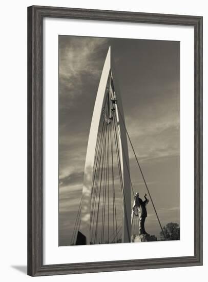 Keeper of the Plains Footbridge, Arkansas River, Wichita, Kansas, USA-Walter Bibikow-Framed Photographic Print