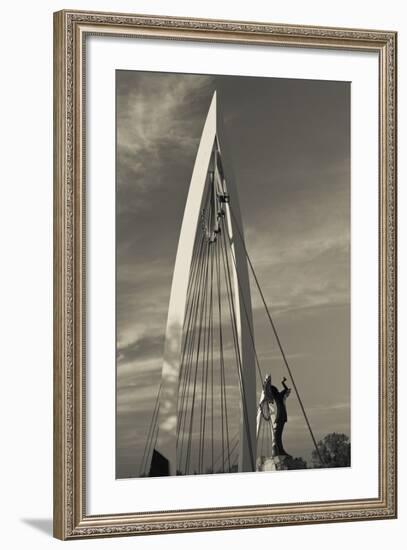 Keeper of the Plains Footbridge, Arkansas River, Wichita, Kansas, USA-Walter Bibikow-Framed Photographic Print