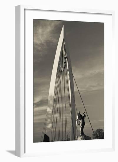 Keeper of the Plains Footbridge, Arkansas River, Wichita, Kansas, USA-Walter Bibikow-Framed Photographic Print