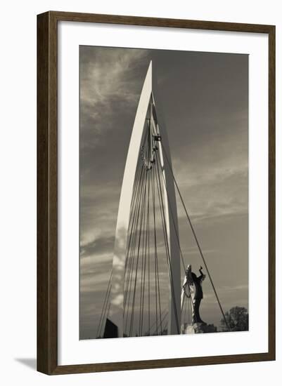 Keeper of the Plains Footbridge, Arkansas River, Wichita, Kansas, USA-Walter Bibikow-Framed Photographic Print