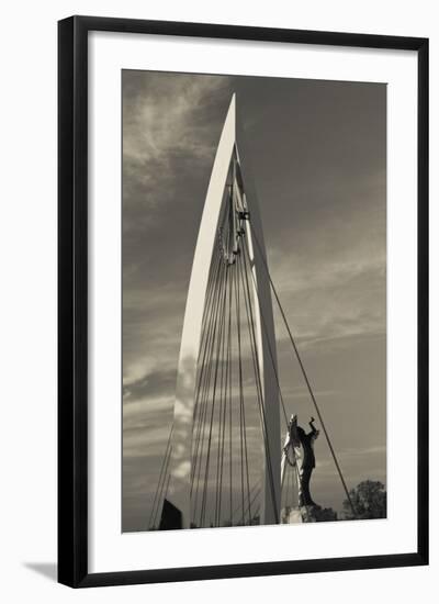 Keeper of the Plains Footbridge, Arkansas River, Wichita, Kansas, USA-Walter Bibikow-Framed Photographic Print