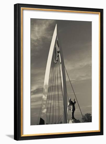 Keeper of the Plains Footbridge, Arkansas River, Wichita, Kansas, USA-Walter Bibikow-Framed Photographic Print