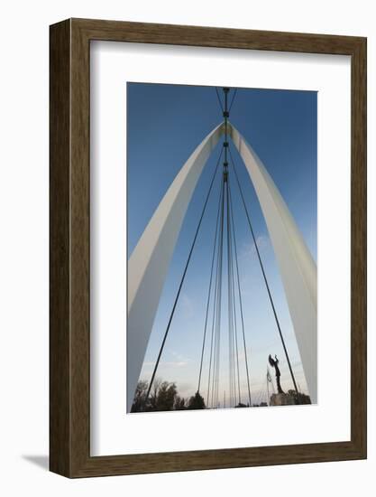 Keeper of the Plains Footbridge, Arkansas River, Wichita, Kansas, USA-Walter Bibikow-Framed Photographic Print