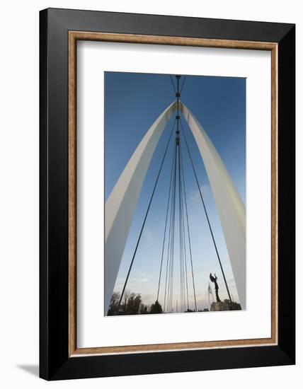 Keeper of the Plains Footbridge, Arkansas River, Wichita, Kansas, USA-Walter Bibikow-Framed Photographic Print