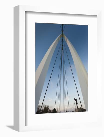 Keeper of the Plains Footbridge, Arkansas River, Wichita, Kansas, USA-Walter Bibikow-Framed Photographic Print