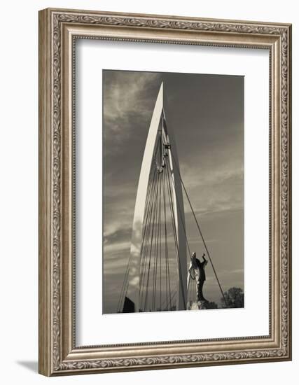 Keeper of the Plains Footbridge, Arkansas River, Wichita, Kansas, USA-Walter Bibikow-Framed Photographic Print