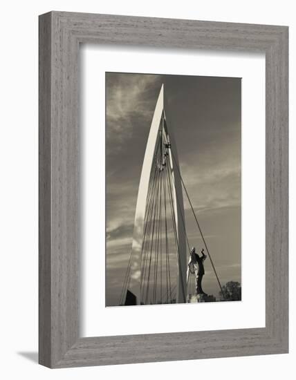 Keeper of the Plains Footbridge, Arkansas River, Wichita, Kansas, USA-Walter Bibikow-Framed Photographic Print