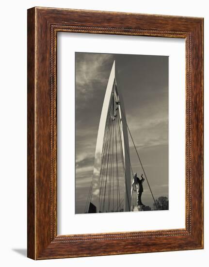 Keeper of the Plains Footbridge, Arkansas River, Wichita, Kansas, USA-Walter Bibikow-Framed Photographic Print