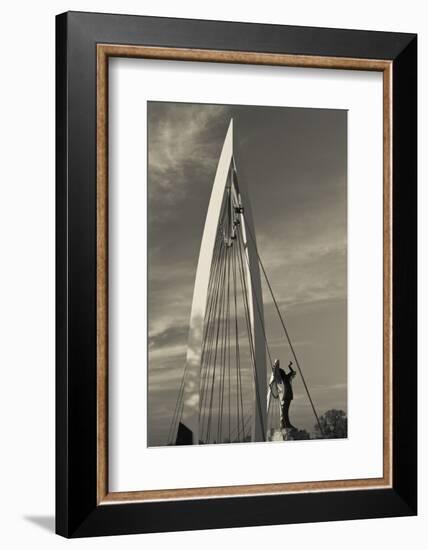 Keeper of the Plains Footbridge, Arkansas River, Wichita, Kansas, USA-Walter Bibikow-Framed Photographic Print