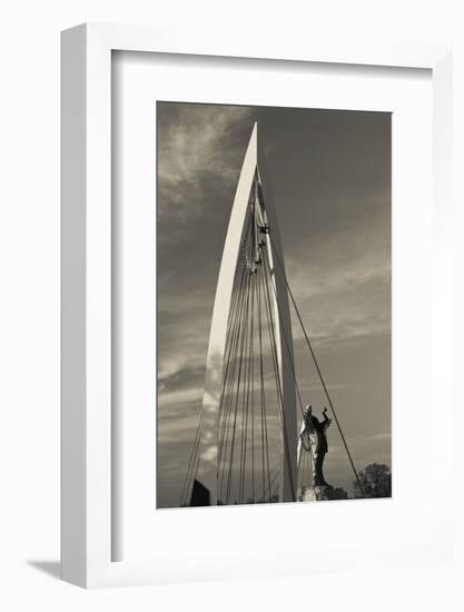 Keeper of the Plains Footbridge, Arkansas River, Wichita, Kansas, USA-Walter Bibikow-Framed Photographic Print