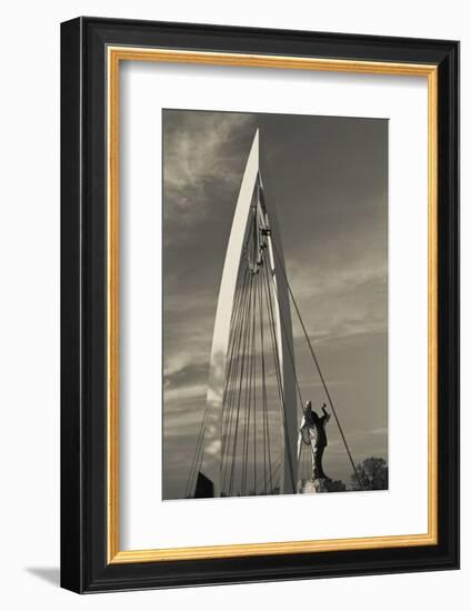 Keeper of the Plains Footbridge, Arkansas River, Wichita, Kansas, USA-Walter Bibikow-Framed Photographic Print