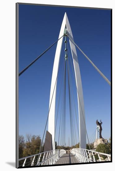 Keeper of the Plains Footbridge, Arkansas River, Wichita, Kansas, USA-Walter Bibikow-Mounted Photographic Print