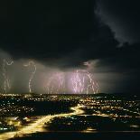 Lightning Strikes Mountain At Night, Arizona, USA-Keith Kent-Framed Photographic Print