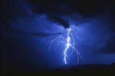 Lightning Strikes Mountain At Night, Arizona, USA-Keith Kent-Photographic Print