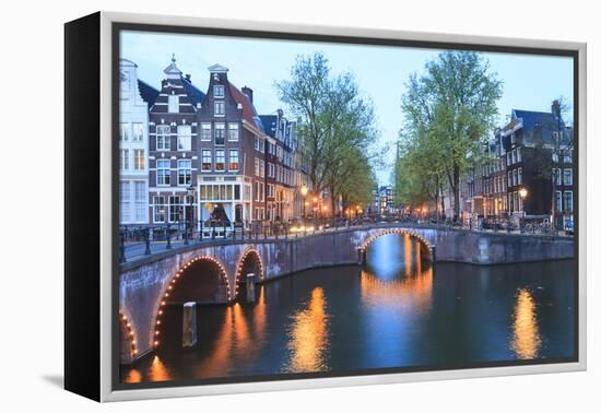 Keizersgracht and Leidsegracht Canals at Dusk, Amsterdam, Netherlands, Europe-Amanda Hall-Framed Premier Image Canvas