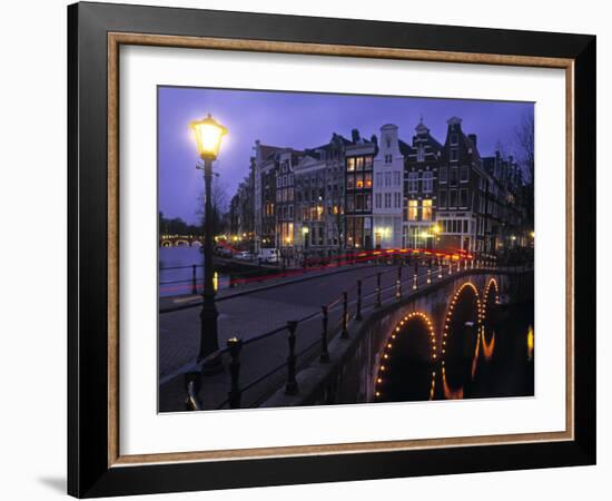 Keizersgracht Canal at Night, Amsterdam, Holland-Peter Adams-Framed Photographic Print