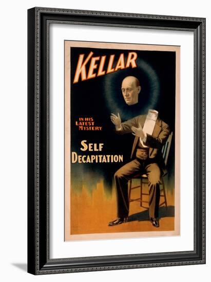 Kellar performing Self Decapitation Magic Poster-Lantern Press-Framed Art Print