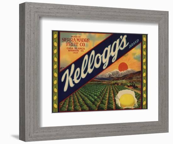 Kelloggs Brand - Casa Blanca, California - Citrus Crate Label-Lantern Press-Framed Art Print