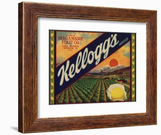 Kelloggs Brand - Casa Blanca, California - Citrus Crate Label-Lantern Press-Framed Art Print