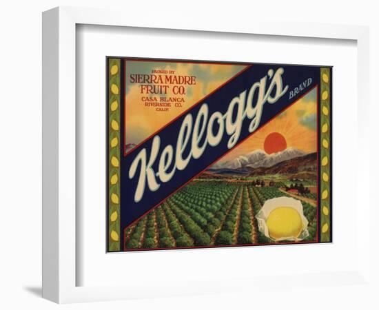 Kelloggs Brand - Casa Blanca, California - Citrus Crate Label-Lantern Press-Framed Art Print