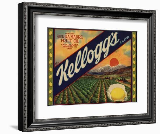 Kelloggs Brand - Casa Blanca, California - Citrus Crate Label-Lantern Press-Framed Art Print