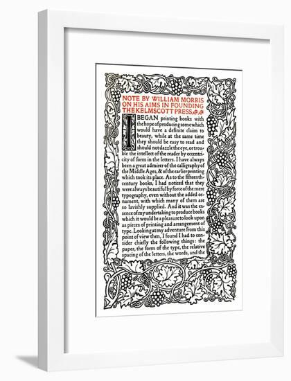 'Kelmscott Press: Page printed in the Golden Type', c.1895, (1914)-William Morris-Framed Giclee Print