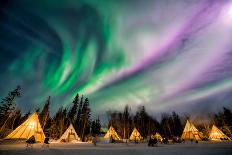 A Wonderful Night with Kp 5 Index Northern Lights at Aurora Village in Yellowknife.-Ken Phung-Framed Premier Image Canvas