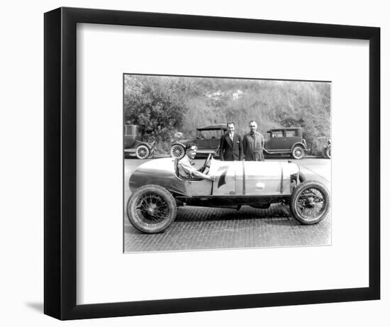 Ken Schoenfeld with Racecar in Seattle Photograph - Seattle, WA-Lantern Press-Framed Art Print