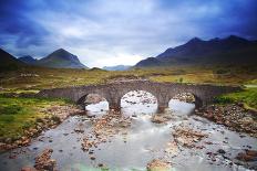 Uk, Scotland, Inner Hebrides, Isle of Skye. Sligachan Bridge and Mountains in the Background.-Ken Scicluna-Photographic Print