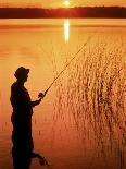 Silhouette of Man Fishing, Vilas City, WI-Ken Wardius-Photographic Print