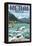 Kenai River, Alaska - Salmon Fisherman-Lantern Press-Framed Stretched Canvas