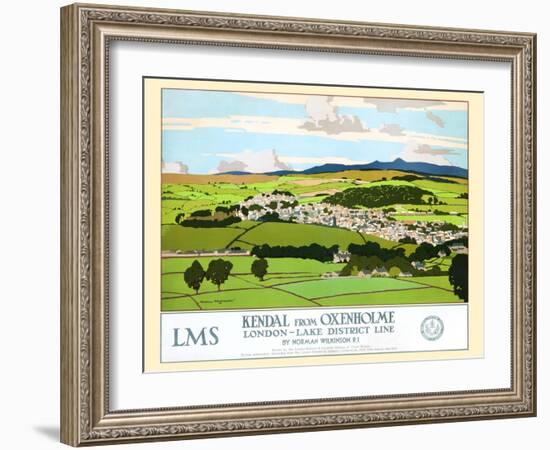 Kendal From Oxenholme, London-Lake District Line-Norman Wilkinson-Framed Art Print