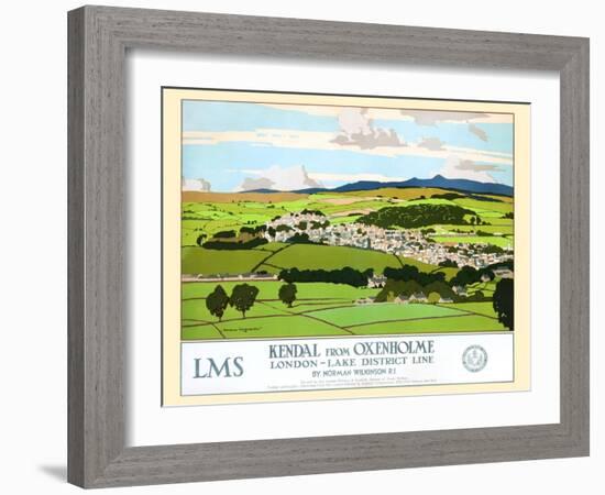 Kendal From Oxenholme, London-Lake District Line-Norman Wilkinson-Framed Art Print